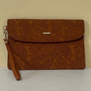 Lovevook Brown Embossed Clutch with Wristlet